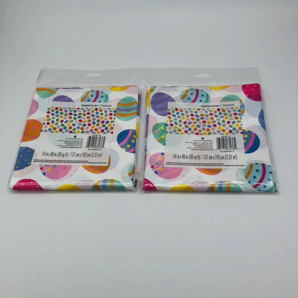 American Greetings Easter Eggs Tablecover Lot of 2 Tablecloths 54